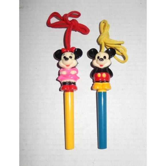 Vintage 1960's Disney Micky & Minnie Mouse Ball Point Writing Pens Made In Korea - Picture 1 of 4